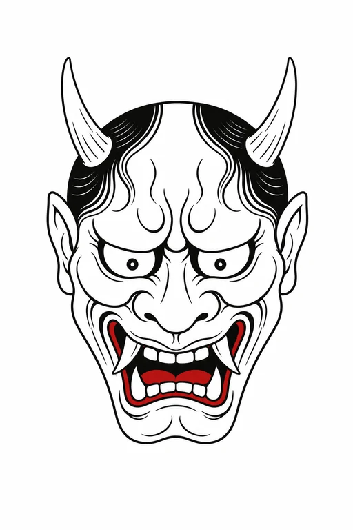 hannya mask illustration