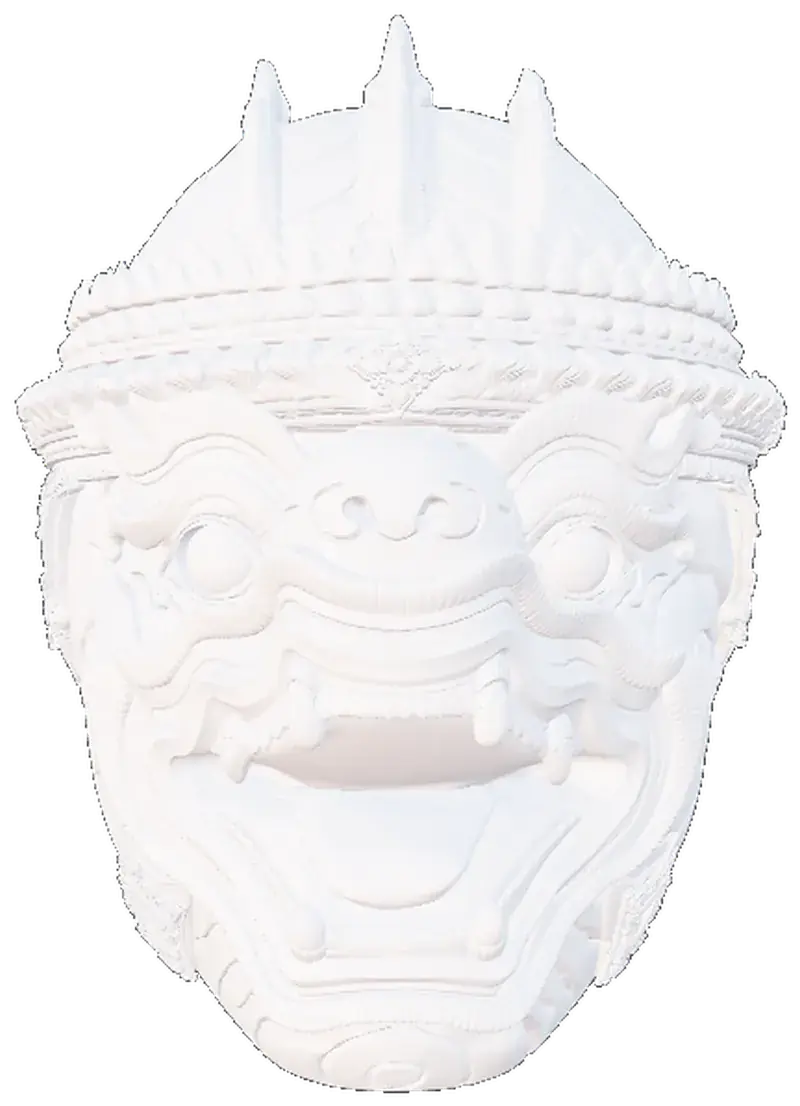 The Hanuman mask in white plaster, as it ships