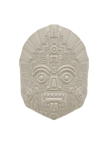Aztec mask in white plaster