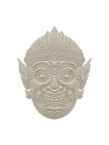 Khon mask in white plaster
