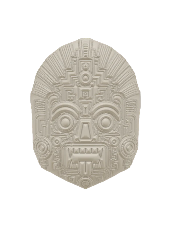Aztec mask in white plaster, as it arrives
