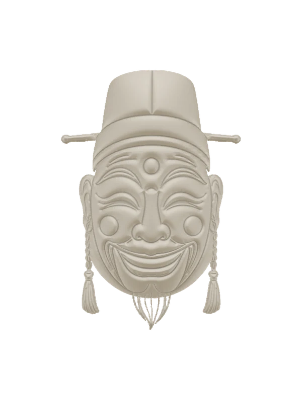 Hahoe mask in white plaster, as it arrives