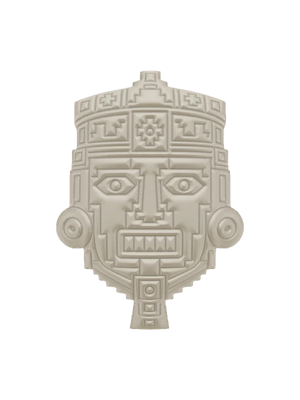 Inca mask in white plaster, as it arrives