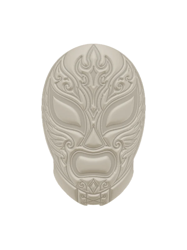Luchador mask in white plaster, as it arrives